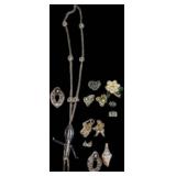 Jewelry Lot Featuring Pendant Necklace, Brooches,