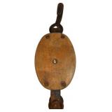 13-Inch Antique Wooden and Metal Pulley Block with