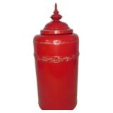 Red 18�8 Metal Decorative Canister with Lid