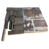Antique Printing Blocks with Typography and Engrav