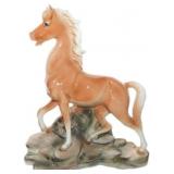 Porcelain Horse Figurine With Rock Base and Tv Lig