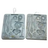 Vintage Metal Toy Molds for Skeleton and Figures,
