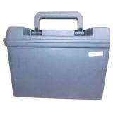 Black Plastic Storage Case with Hinged Lid and Han