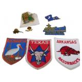 8 Vintage Souvenir Pins and Patches Featuring U.S.