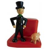 Vintage Wooden Mechanical Bank with Top Hat Man an