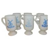 6 Vandermint Dutch Coffee White Ceramic Mugs with