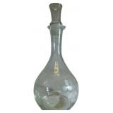 Vintage Glass Decanter with Etched Floral and Poli