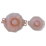 Pink Depression Glass Plates With Handles in 7' an