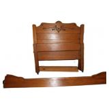 Vintage Wooden Twin Bed Frame With Decorative Deta