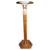 Wooden Pedestal Stand with Hexagonal Base and Top