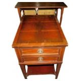 Mahogany Side Table with Two Drawers and Brass Rai