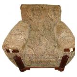 Antique Reupholstered Chair with Double Ashtrays a