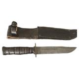 Vintage U.S. Camillus NY Military Knife with Leath