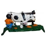 Painted Cast Iron Mechanical Bank Featuring Cow an