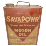 Vintage Savapowr Motor Oil 8-Quart Metal Can, Amer