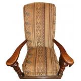 Vintage Upholstered High-Back Wooden Armchair, 37x