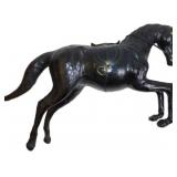 Vintage Leather Horse Sculpture, 23x16x7 Inches