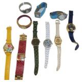 10 Assorted Wristwatches with Various Designs and
