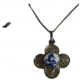 Vintage Necklace with Delft Blue Porcelain Windmil