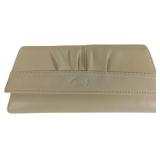 Coach Beige Leather Wallet with Pleated Design and