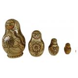 5 Russian Nesting Dolls with Floral Motifs