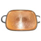 Vintage Copper Serving Tray with Embossed Floral D