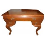 Wooden Writing Desk with Cabriole Legs and Brass H