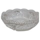 Clear Glass Bowl with Scalloped Edges and Floral D