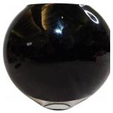 Black Decorative Glass Vase with Smooth Stones, 8x
