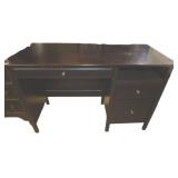 Wooden Desk With Three Drawers and Open Shelf, 47x