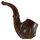 Tiny Decorative Brown Curved Smoking Pipe with Tex