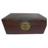 Antique Wooden Storage Box with Metal Hardware, 14