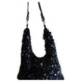 Black Sequin Shoulder Bag with Adjustable Strap