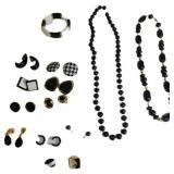 Vintage Collection of Black and White Jewelry and