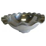 Silver-Tone Decorative Bowl With Scalloped Rim and