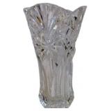 Leaded Crystal Vase with Starburst and Fan Design,