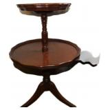 Two-Tier Wooden Accent Table with Scalloped