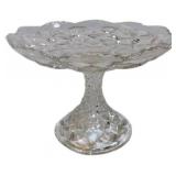 Crystal Pedestal Dish with Decorative Pattern, 6.2
