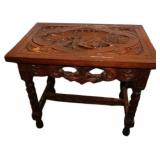 Vintage Wooden Table with Intricate Hand-Carved Ma