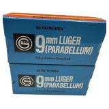 Two Boxes of GECO 9mm Luger Parabellum Ammunition