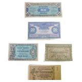 Foreign Paper Money Featuring Post-War Currency Fr