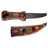 Beaded Knife with Sheath - 9.25 Inches - Made in I