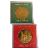 2 Bronze Coins Featuring Warwick Castle and York M