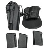 Black Polymer Holster with Paddle and Belt Attachm