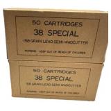 100 Rounds of .38 Special 158-Grain Lead Semi-Wadc