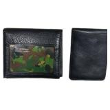 Black Leather Wallet Set with Money Clip and ID Wi