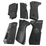 Six Black Textured Pistol Grip Panels for Firearms