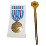 American Campaign Medal With Ribbon Bar and U.S. A