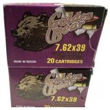 Golden Bear 7.62x39 Ammunition, 40 Rounds, 123 Gra