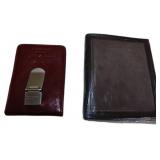 Lot of 2 Leather Money Clips and Wallet Set